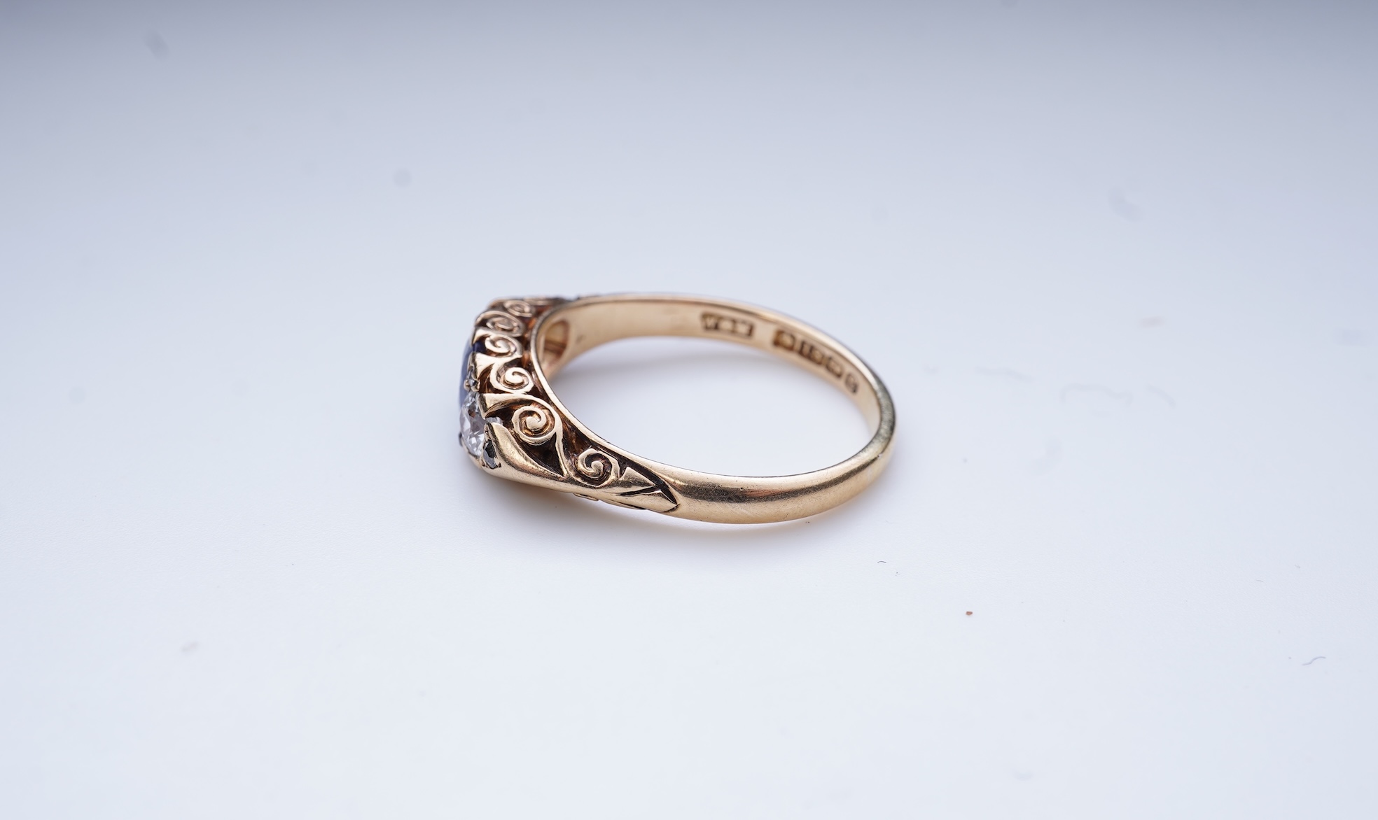 A sapphire and diamond ring, circa 1902
